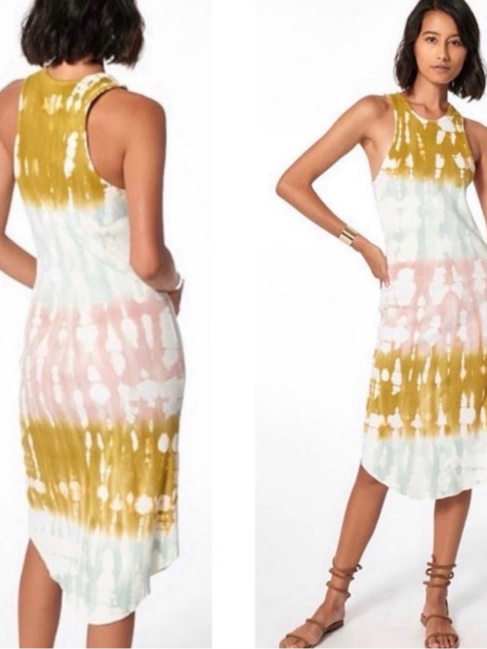 YOUNG FABULOUS & BROKE Size L Tie Dye Racerback Robbie Ribbed Tank Dress Women's